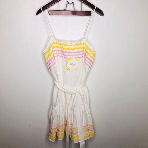 NWT Lisa Marie Fernandez Ric Rac Flowy Dress M L Medium Large White Pink Yellow - Picture 5 of 7